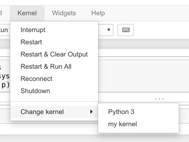 Jupyter notebook change kernel