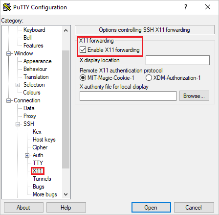 X-forwarding in PuTTY