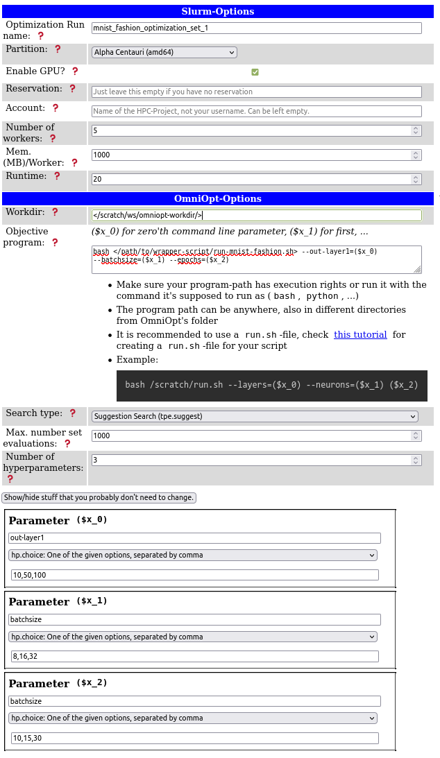 GUI for configuring OmniOpt